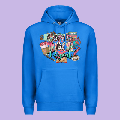 Coffee Teach Repeat Teacher Premium Hoodie Designed By Nancycooperartshop