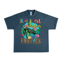 Midnight Navy just a girl who loves turtles Urban Heavy Tee - texasbilliewilder