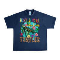 Navy just a girl who loves turtles Urban Heavy Tee - texasbilliewilder