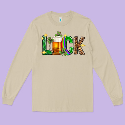 St. Patrick's Day Luck Beer Long Sleeve Tee Designed By Neo Western