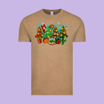 Vintage Tee christmas trees with basketball