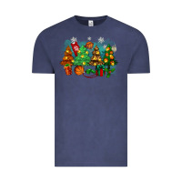 Vintage Denim christmas trees with basketball Vintage Tee - Zillion Design Studio