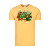 Vintage Mustard christmas trees with basketball Vintage Tee - Zillion Design Studio