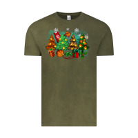 Vintage Olive christmas trees with basketball Vintage Tee - Zillion Design Studio