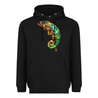 Black Chameleon Lizard Illustrations Heavyweight Hoodie - LillyAllenDesigns