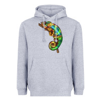 Heather Grey Chameleon Lizard Illustrations Heavyweight Hoodie - LillyAllenDesigns
