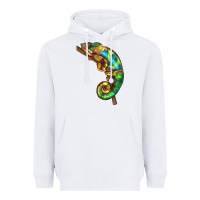 White Chameleon Lizard Illustrations Heavyweight Hoodie - LillyAllenDesigns