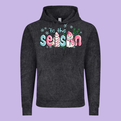 Vintage Hoodie tis the season snowman and christmas cake