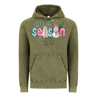 Vintage Olive tis the season snowman and christmas cake Vintage Hoodie - MaliasSmallBusiness