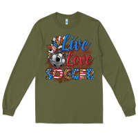 Army Green live love soccer Long Sleeve Tee - HRA Design Shop