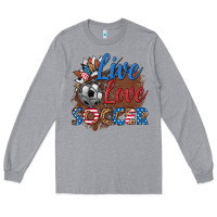 Heather Grey live love soccer Long Sleeve Tee - HRA Design Shop