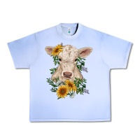 Grape Ice charolais calf with sunflowers Urban Heavy Tee - RanaPortraitStore