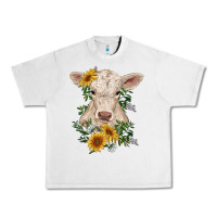 Lunar Rock charolais calf with sunflowers Urban Heavy Tee - RanaPortraitStore