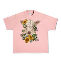 Salmon charolais calf with sunflowers Urban Heavy Tee - RanaPortraitStore