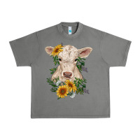 Tornado charolais calf with sunflowers Urban Heavy Tee - RanaPortraitStore