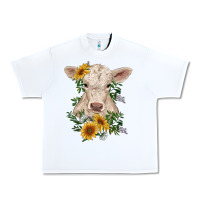White charolais calf with sunflowers Urban Heavy Tee - RanaPortraitStore