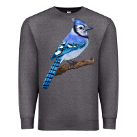Charcoal Heather Blue Jay Bird Premium Sweatshirt - LillyAllenDesigns