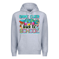 Heather Grey game over back to school Premium Hoodie - NancyCooperArtShop
