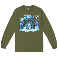 Army Green winter   rainbow and snowman Long Sleeve Tee - AdoDesignShop