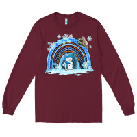 Burgundy winter   rainbow and snowman Long Sleeve Tee - AdoDesignShop