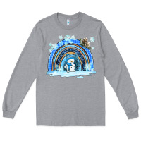 Heather Grey winter   rainbow and snowman Long Sleeve Tee - AdoDesignShop