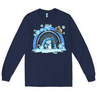 Navy winter   rainbow and snowman Long Sleeve Tee - AdoDesignShop