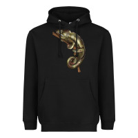 Black Green Chameleon Lizard Illustrations Heavyweight Hoodie - LillyAllenDesigns