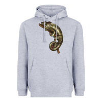 Heather Grey Green Chameleon Lizard Illustrations Heavyweight Hoodie - LillyAllenDesigns