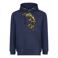 Navy Green Chameleon Lizard Illustrations Heavyweight Hoodie - LillyAllenDesigns