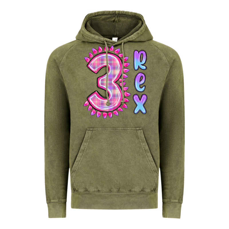 3 Rex Pink Dinosaur Vintage Hoodie by MaliasSmallBusiness | Teevron