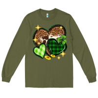 Army Green St. Patrick's Day hearts Long Sleeve Tee - Neo Western