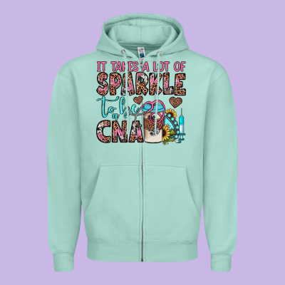 It Takes A Lot Of Sparkle To Be A Cna Zipper Hoodie Designed By Jahusdesignshop