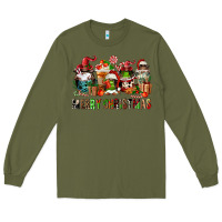Army Green merry christmas coffee afro gnomies Long Sleeve Tee - FaDigitalArtStudio