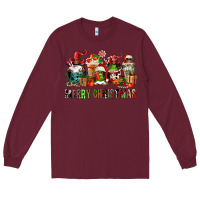 Burgundy merry christmas coffee afro gnomies Long Sleeve Tee - FaDigitalArtStudio