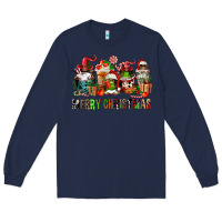 Navy merry christmas coffee afro gnomies Long Sleeve Tee - FaDigitalArtStudio