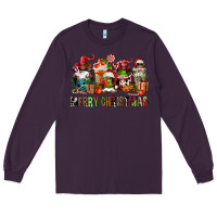 Plum merry christmas coffee afro gnomies Long Sleeve Tee - FaDigitalArtStudio