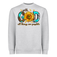 Heather Grey with god all things possible Heavyweight Sweatshirt - RanaPortraitStore