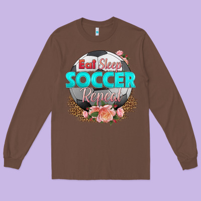 Eat Sleep Soccer Repeat Long Sleeve Tee Designed By Hra Design Shop