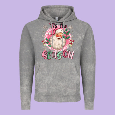 Vintage Hoodie pink santa 'tis the season