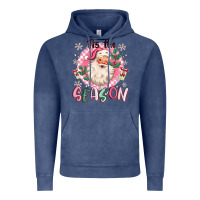 Vintage Denim pink santa 'tis the season Vintage Hoodie - MaliasSmallBusiness