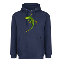 Navy Green Lizard Illustrations Heavyweight Hoodie - LillyAllenDesigns