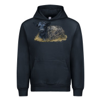 Navy Black Angus Calf Illustrations Urban Hoodie - LillyAllenDesigns