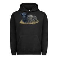 Pigment Black Black Angus Calf Illustrations Urban Hoodie - LillyAllenDesigns