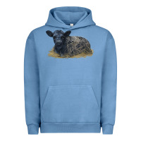 Pigment Pebble Blue Black Angus Calf Illustrations Urban Hoodie - LillyAllenDesigns