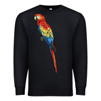 Black Scarlet Macaw Parrot Premium Sweatshirt - LillyAllenDesigns