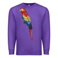 Purple Scarlet Macaw Parrot Premium Sweatshirt - LillyAllenDesigns