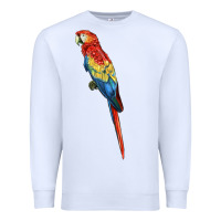 White Scarlet Macaw Parrot Premium Sweatshirt - LillyAllenDesigns