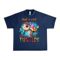 Navy just a girl who loves turtles Urban Heavy Tee - texasbilliewilder
