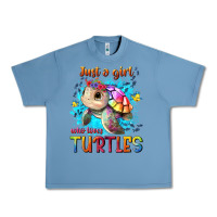 Pebble Blue just a girl who loves turtles Urban Heavy Tee - texasbilliewilder