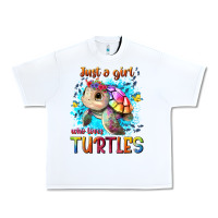 White just a girl who loves turtles Urban Heavy Tee - texasbilliewilder